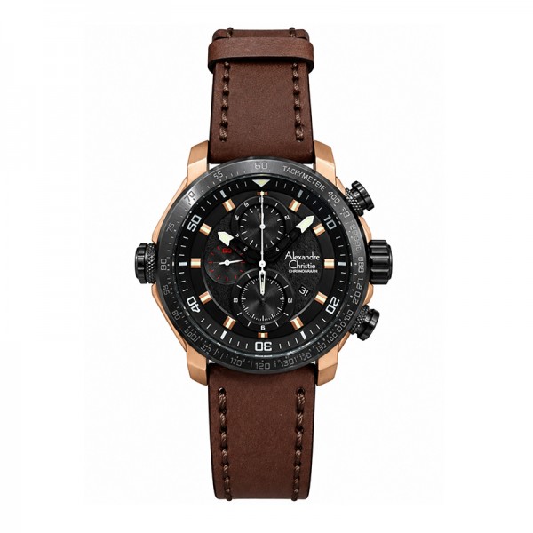Alexandre Christie AC 6565 Rosegold Brown Leather MCLBRBA
